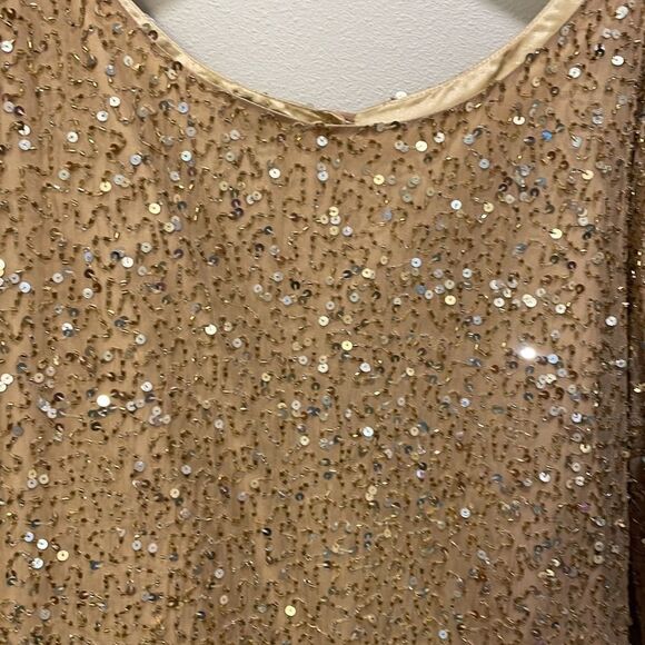 Pisarro Nights Woman’s gold beaded silk dress - Picture 3 of 11